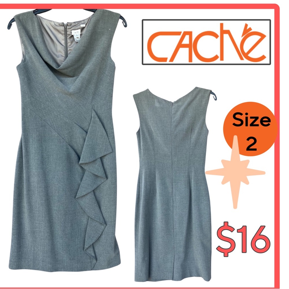 Cache Gray Midi Dress